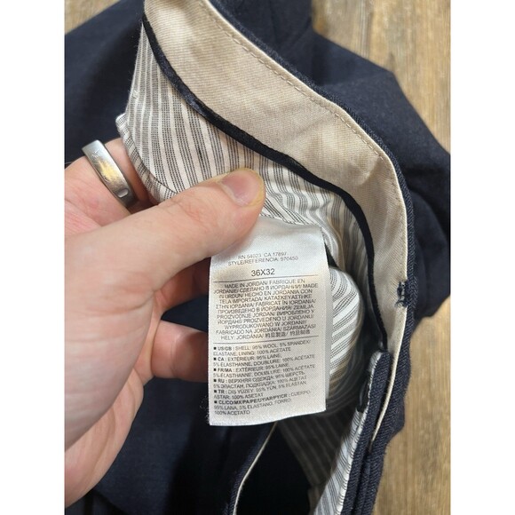 Banana Republic Pants Mens 36x32 Tailored Slim Fit Wool Dress Blue Trousers - Picture 4 of 7